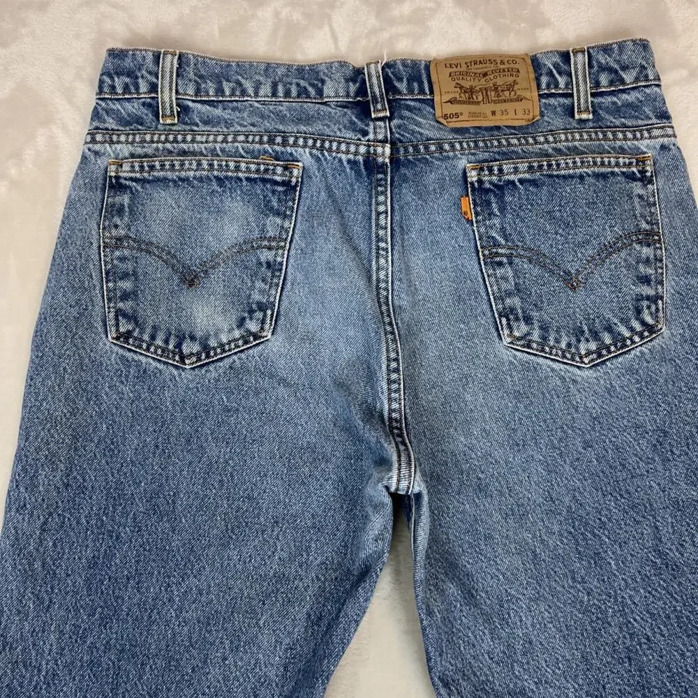 VTG Levis 505 Jeans Mens 35x33 Orange Tab Regular Fit‎ Straight Leg 90s Grunge
